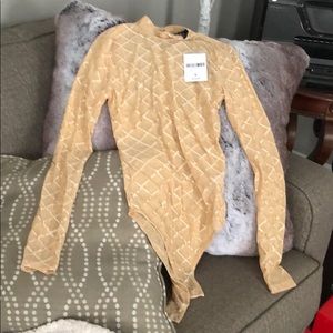 NWT Forever21 Nude, Sheer, Diamond Cut Bodysuit